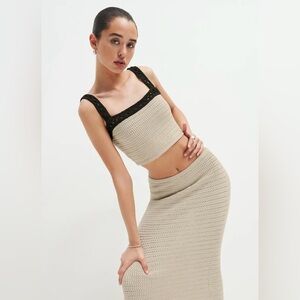 House of Harlow 1960 Crochet Knit Skirt & Top Set | Boho Beachy